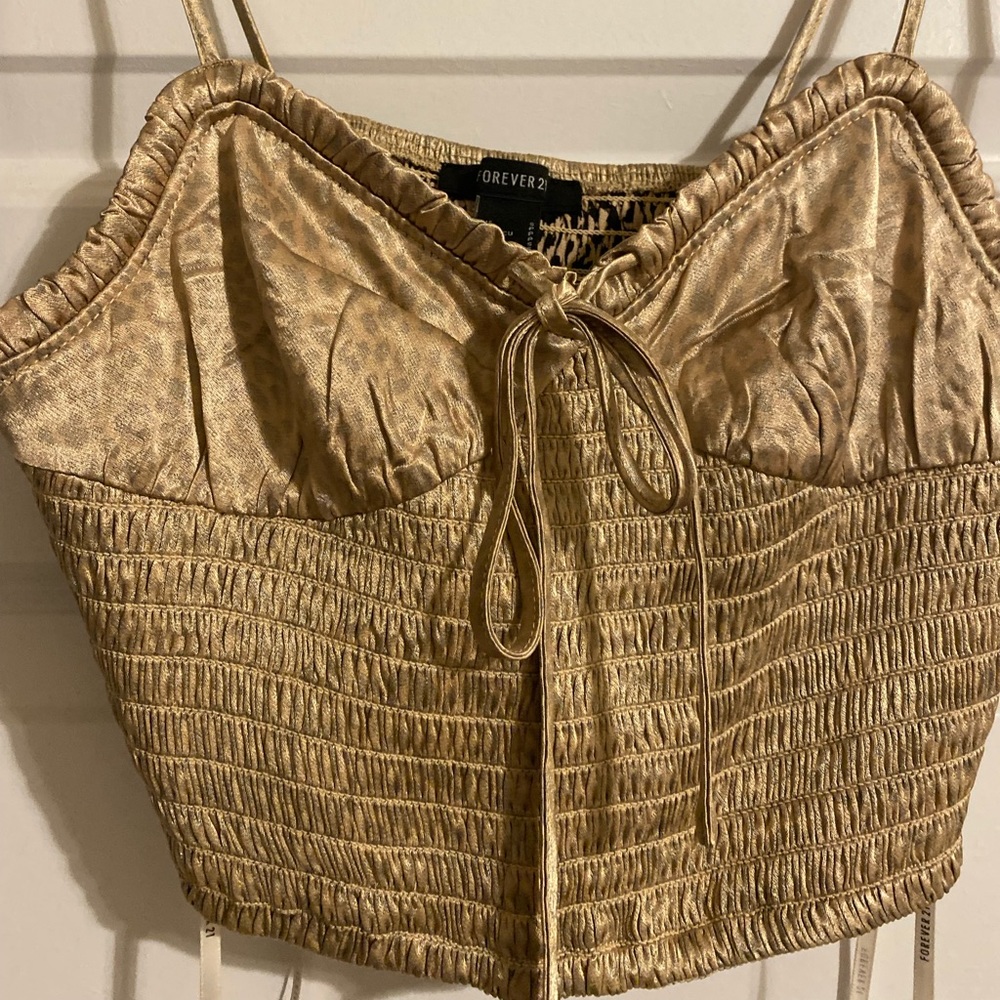 Forever 21 Satin Leopard Crop Top